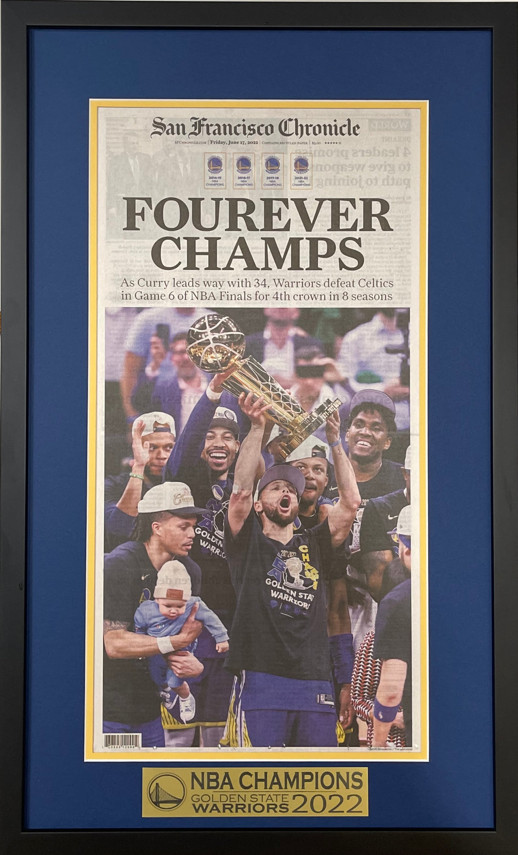 Steph Curry Golden State Warriors 2022 NBA Champions Framed