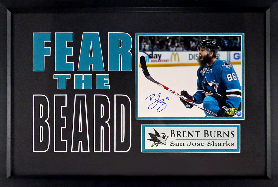 Brent Burns Autographed “Fear The Beard” Framed  Display (Impact Series)