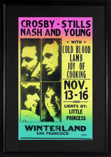 Load image into Gallery viewer, Crosby, Stills, Nash &amp; Young (CSNY) @ Winterland Concert Framed Poster (Engraved Series)
