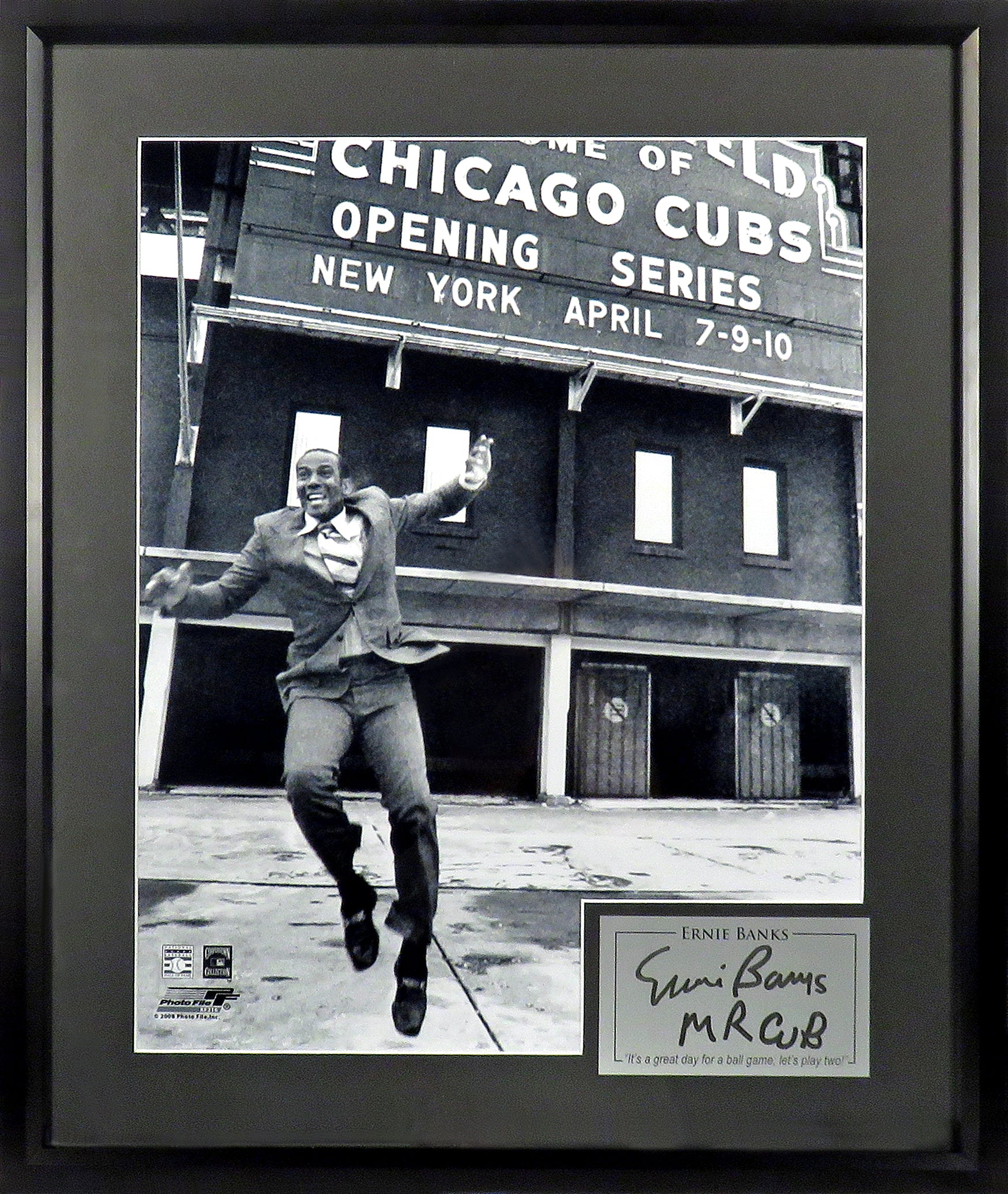 Chicago Cubs Ernie Banks “Let's Play Two!” Framed Photograph