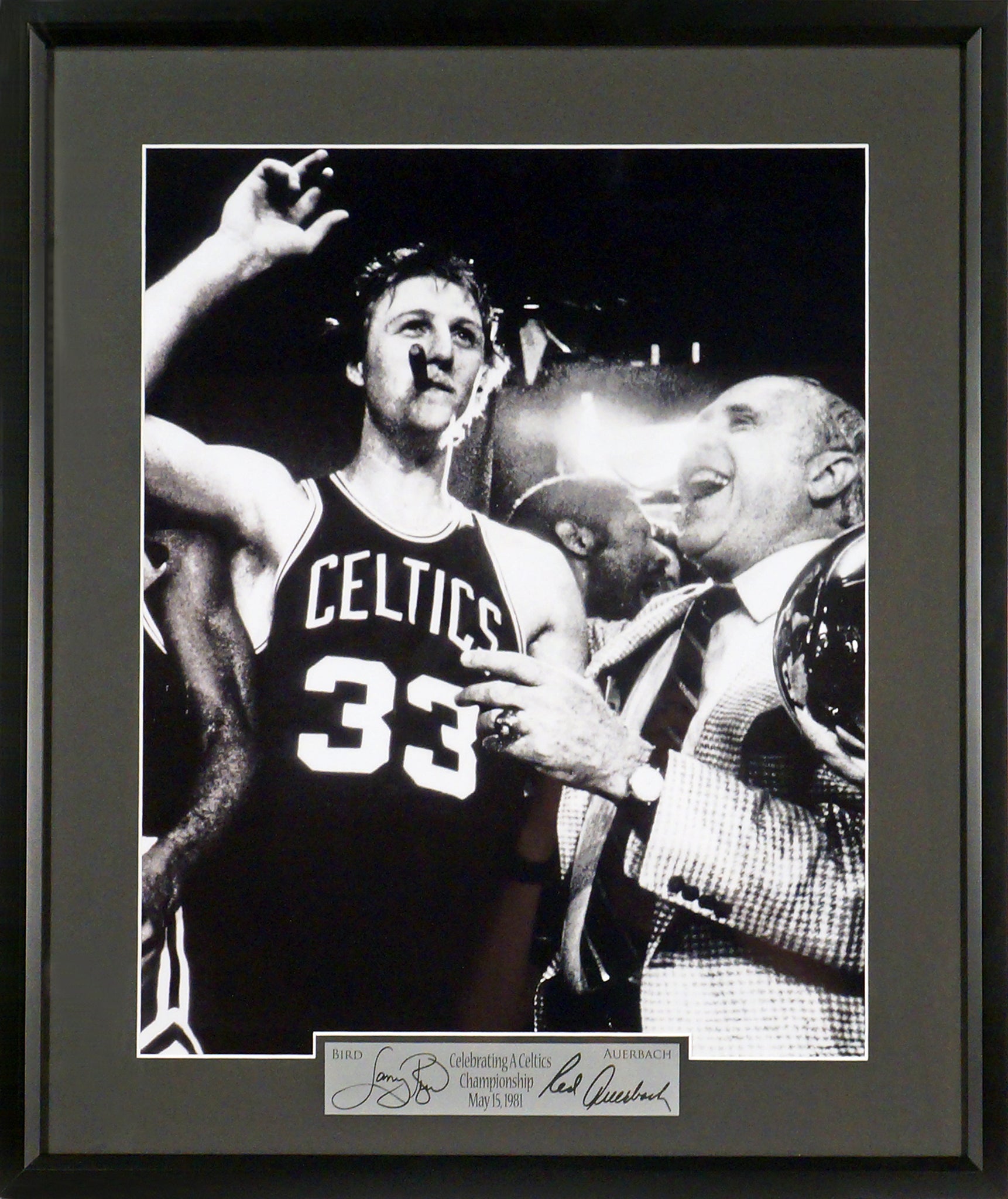 Larry Bird Boston Celtics Unsigned with Magic Johnson Shirt Photograph