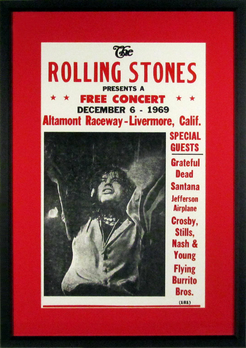 Rolling Stones @ Altamont Framed Concert Poster (Engraved Series)