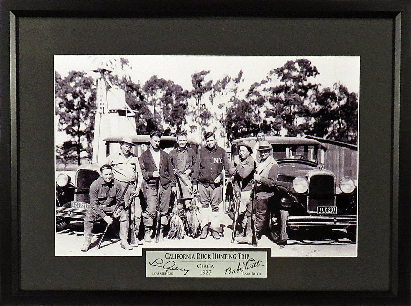 Yankee Legends Babe Ruth & Lou Gherig Laser Engraved Signature Framed