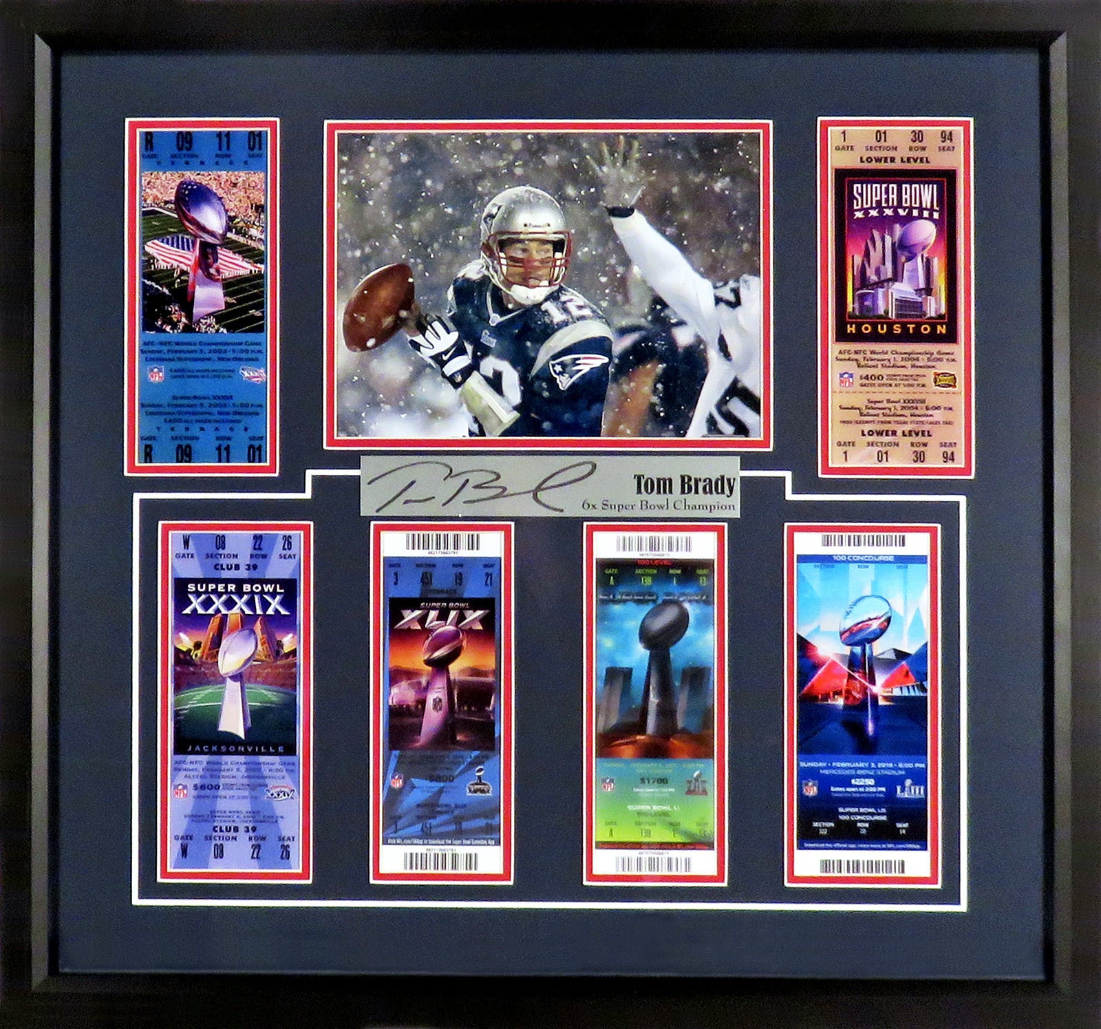 New England Patriots Tom Brady '6x Super Bowl Champions' Framed